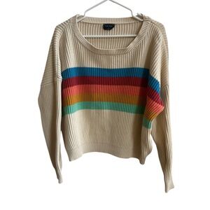 Blank Paige Women's Beige Sweater with Colorful Stripes size M